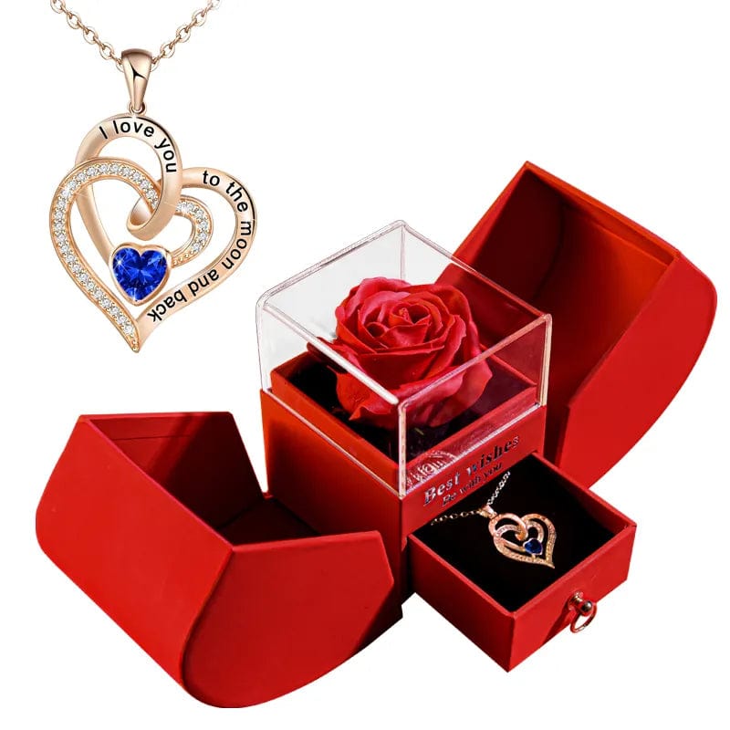 coffret rose eternelle - Rose et Bijou I-love-you-gold