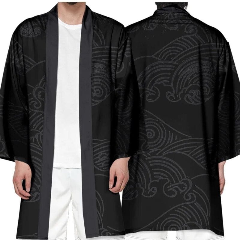 Kimono Long Noir Seigaiha