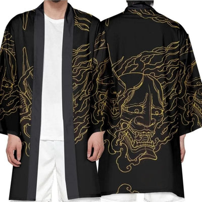 Kimono Tête de Mort Or – Élégance Rebelle XXXL