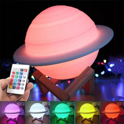 Lampe Saturne 3D - 16 Couleurs - Idéale pour Chambre & Salon